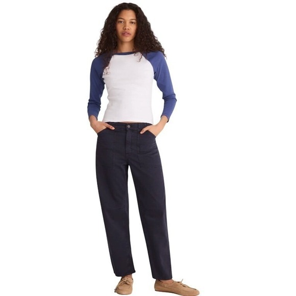 Madewell Pants - NWT Navy Madewell Women's The Darted Barrel-Leg Utility Workwear Pant 24 #NV176